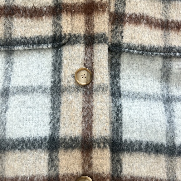 Loft Plaid Wool Blend Shirt Tail Coat. Size Small - Picture 3 of 8
